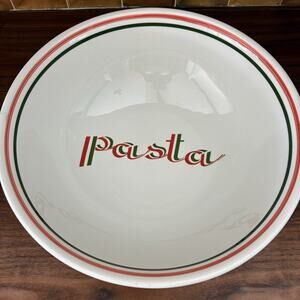 VTG La Primula S.R.L. Roma Pasta Serving Bowl Italy White Red Green Rings 13"